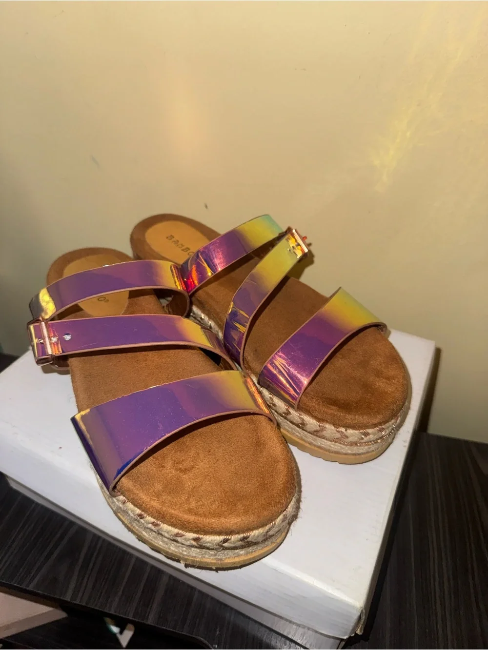 Iridescent Purple Multi-Strap Women's Slide Sandals